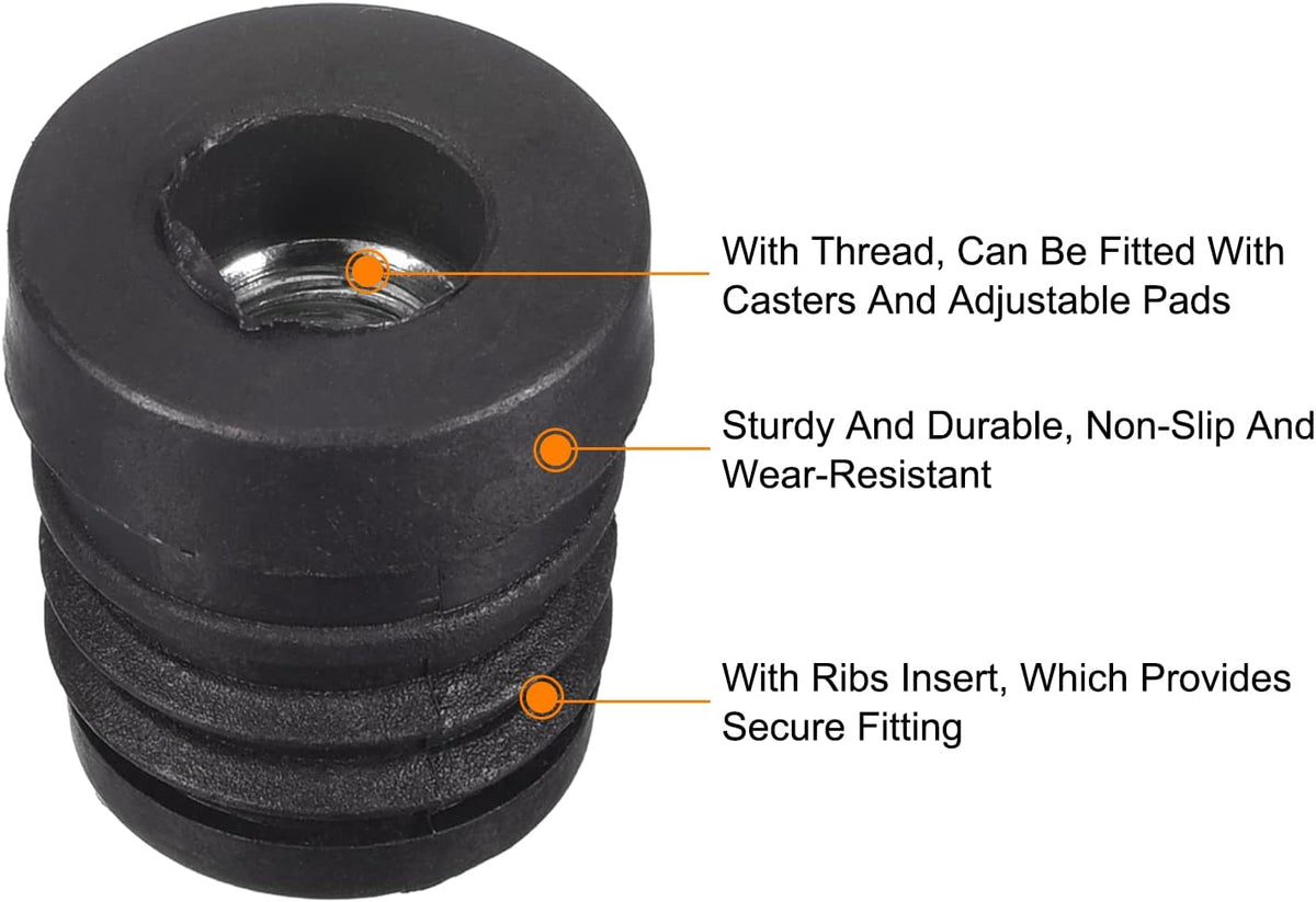 12Pcs Insert Plastik Bulat Hitam untuk Tube Bulat 19mm/0.75" OD dengan Gili M8