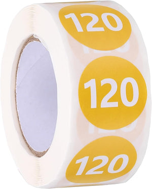 500 Pcs 1 Rola de Adesivos de Tamanho de Roupa, 1 Polegada Codificados Rondos Autoadesivos para Roupas, Camisetas, Calças, Saias, Amarelo, Tamanho 120