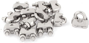 4mm 5/32 Inch Stainless Steel Wire Rope Cable Clamp Clips 12pcs