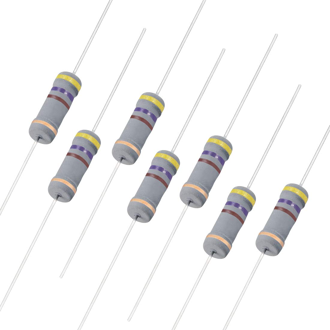 50Pcs 470 Ohm Resistor, 2W 5% Tolerance Carbon Film Resistors, 4 Bands for DIY Electronic Projects and Experiments