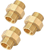 Brass Pipe Union Connector Coupling 1/2PT Fitting with Female Threaded Connects Two Pipes 38mm Length 3Pcs