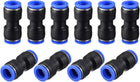 Plastic Straight Union Push to Connect Tube Fitting 12mm OD Push Fit Lock Blue 10pcs