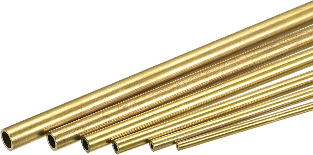 Brass Tube, 7mm 8mm 9mm 10mm 11mm 12mm OD x 0.5mm Wall Thickness 200mm Length Metal Tubing, Pack of 6