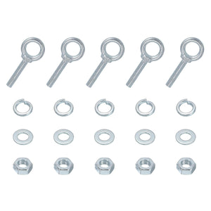 5 Pack M10 Galvanized Carbon Steel Eye Bolts, 3/8" x 1.97" Lifting Ring Eye Bolt with Nuts and Washers Heavy Duty Screw Eye Bolts Kit for Tie Down Straps Indoors Outdoors, Silver
