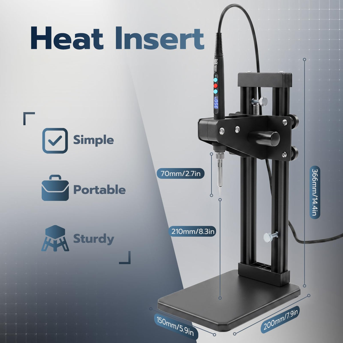 Set di strumenti per inserti a calore verticale 200mm altezza di lavoro per stampa 3D