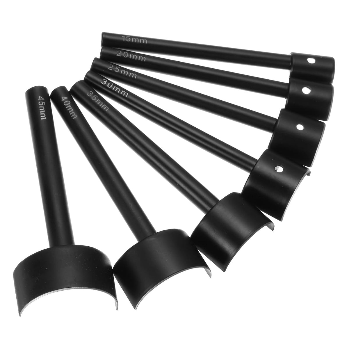 LinkMejor 7pcs Half-Round Leather Punch, 15mm-45mm, Leather Cutter Arch Curve, Belt End Cutter, Carbon Steel Half Circle Punch Tool for Crafting Strap Belt, Wallet and Bag