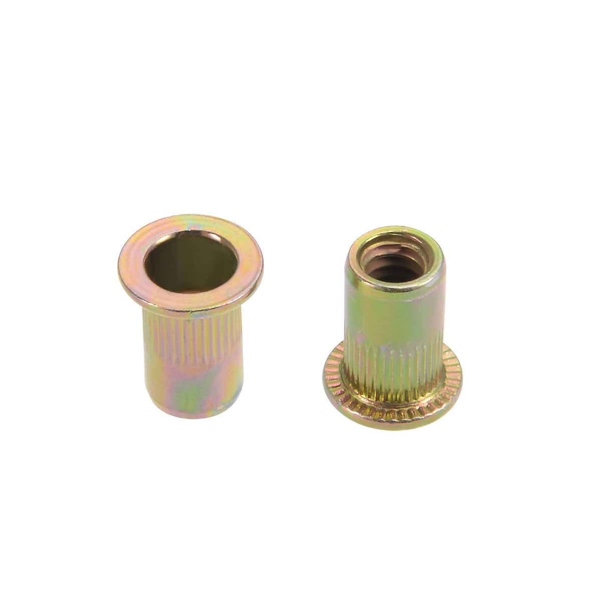 100 Pcs Zinc Plated Carbon Steel Rivet Nut Flat Head Insert 1/4-20UNC