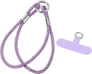 Phone Lanyard, Phone Wrist Rhinestone Strap Woven Lanyards Anti Theft Wristlet Straps with Tether Tabs