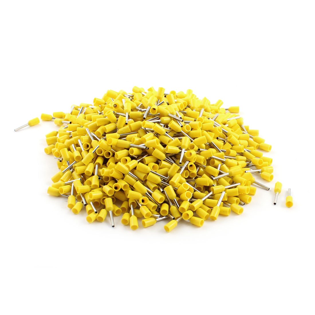 E0508 22AWG Tube Type Insulated Cable Ends Connectors with 1000 Piece, Yellow