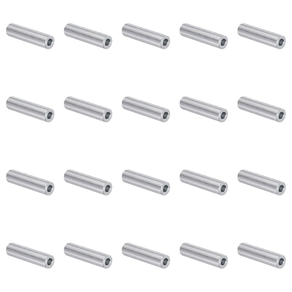 20pcs Aluminum Spacer 5mm Bore x 10mm OD x 40mm Length Screw Standoff Bushing Plain Finish Round Metal Spacer for M5 Screws Bolts and Rods
