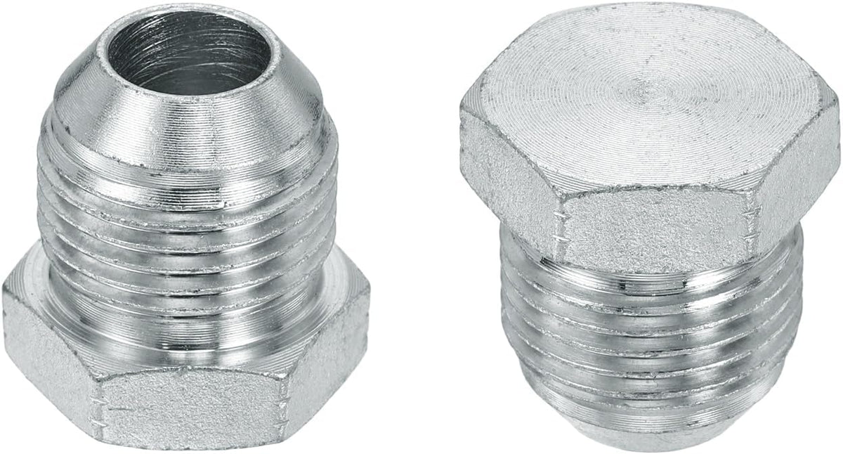 2Pcs JIC Hydraulic Plugs, 37° Flare Male Plug Seal Hydraulic Hose Fittings Carbon Steel with Zinc Plating Fits JIC -10 (7/8"-14 UNF) Female Fittings and Ports, 1x1.1 Inch