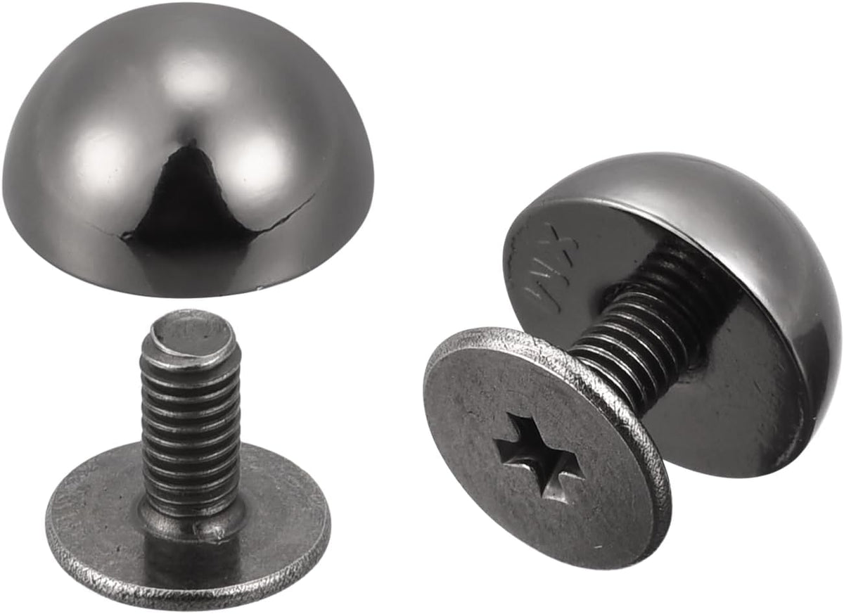 10x6mm Çaplı Torna Arka Trençetli Daire Biçimli Deri Delik Spike Siyah 10 Set