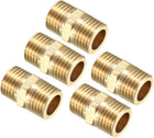 Brass Pipe Fitting, 1/4BSP-19 Male x 1/4BSP-19 Male Thread Connector 5pcs