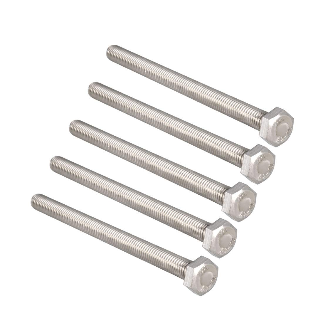 a16032800ux0962 M8 x 110 mm 1.25 mm Thread Pitch Stainless Steel Hex Head Bolts (Pack of 5)