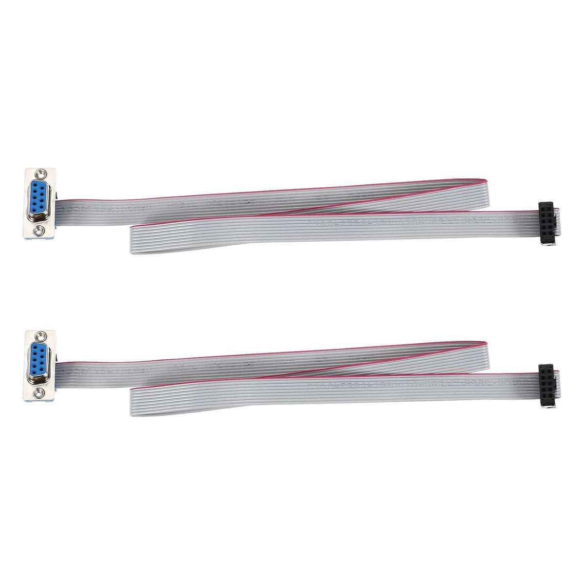 IDC Wire Flat Ribbon Cable DB9 Female to FC-10 Female Connector 2.54mm Pitch 50cm Length 4pcs