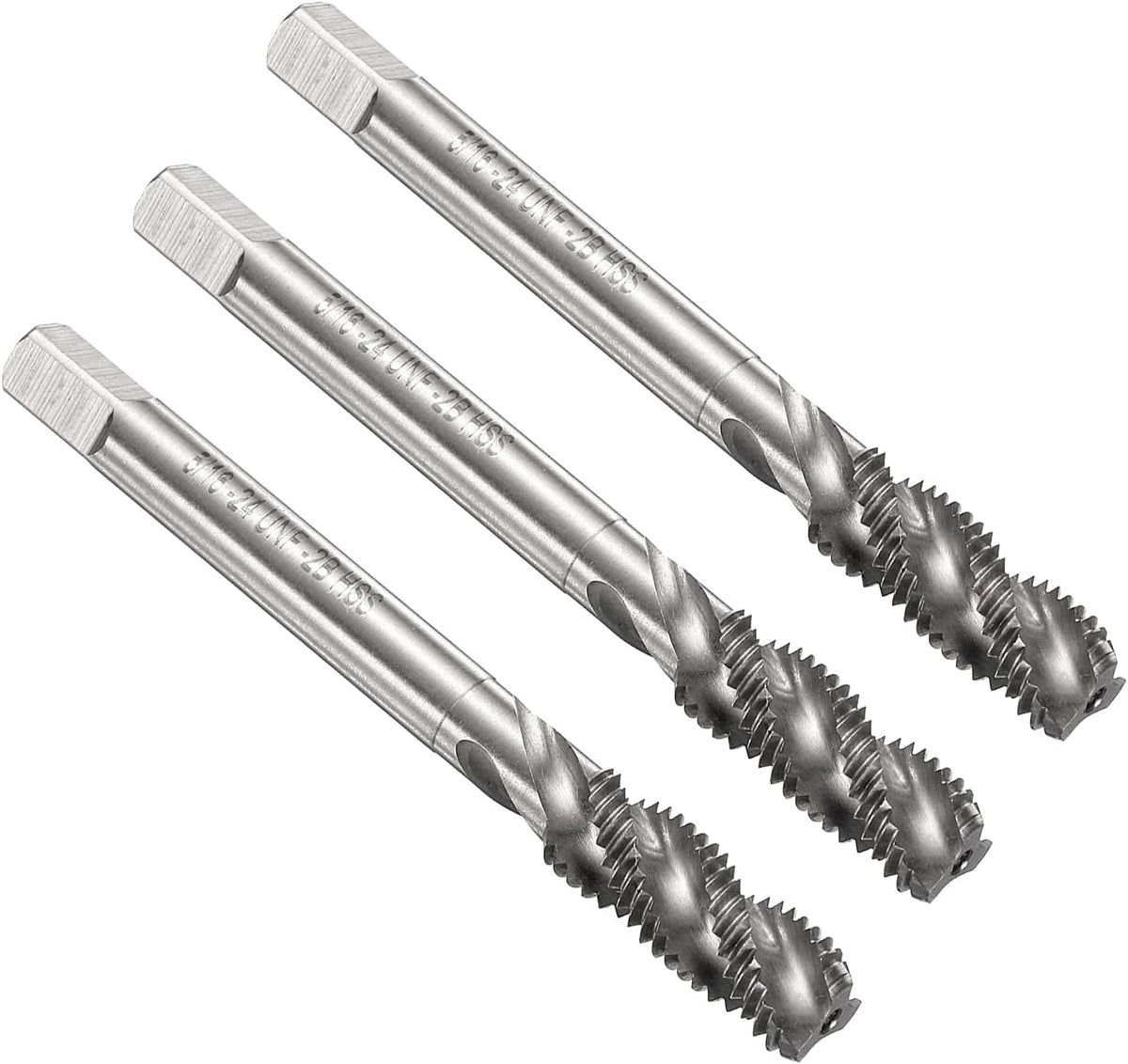 3pcs Spiral Flute Thread Taps 5/16-24 UNF 2B Machine Threading Tap Bit, Uncoated Screw Tapping Repair Tool, M2 High-Speed Steel (HSS)