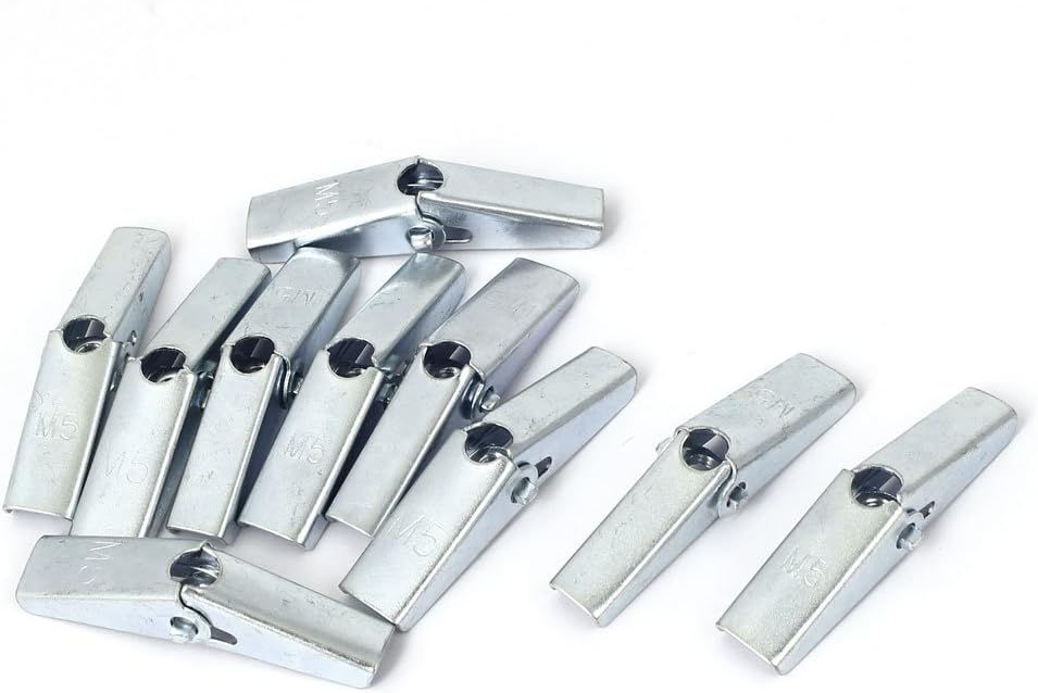 50mm Length M5 Female Thread Spring Loaded Hollow Wall Anchor Wing Nuts 10 Pcs