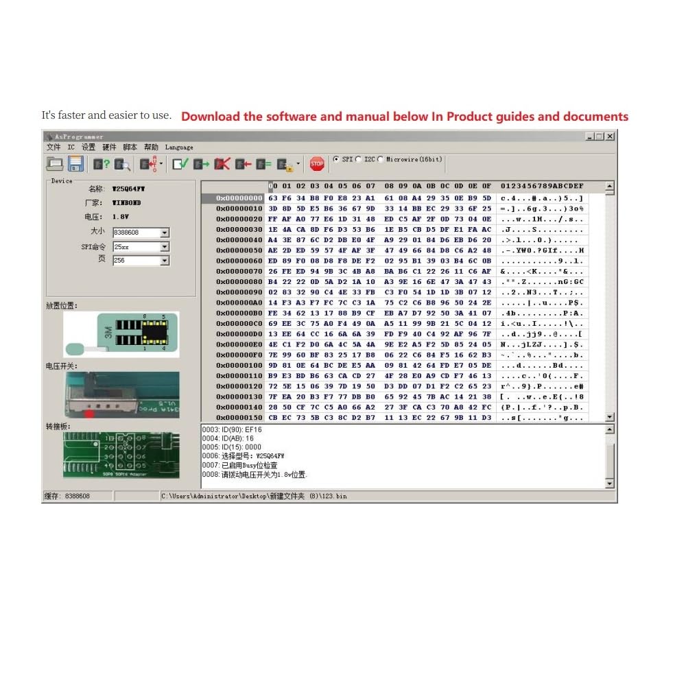مبرمج CH341A V1.7 تحويل مستوى 1.8V W25Q64FW W25Q128FW GD25LQ64