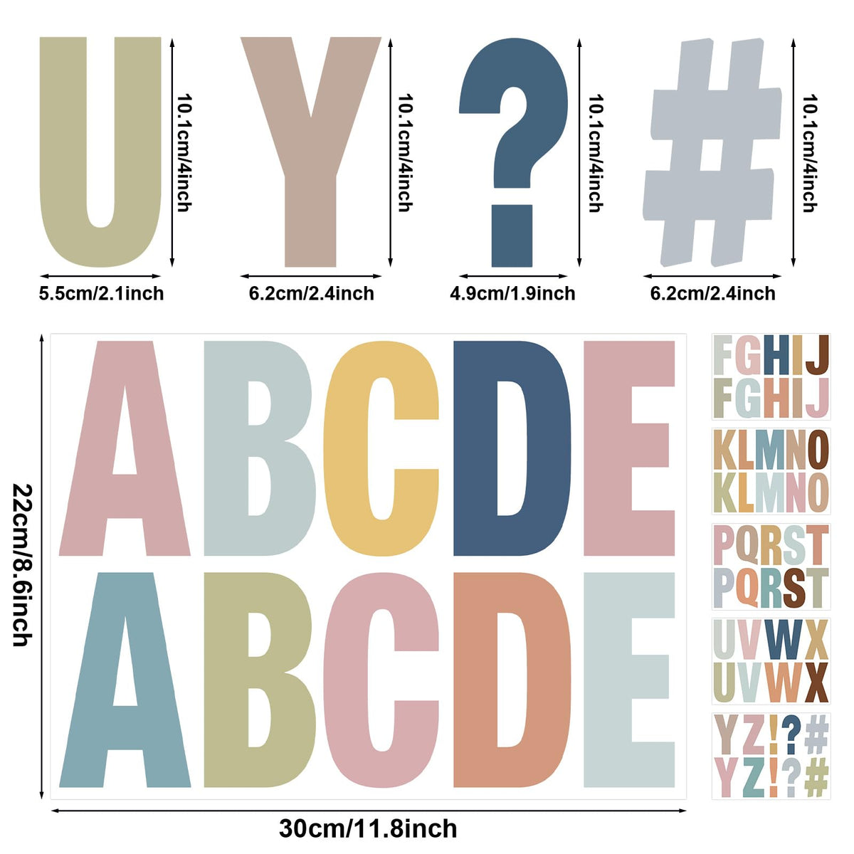 232 Pcs Large Boho Bulletin Board Letters, 4 Inch, 24 Sheets