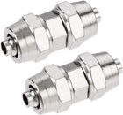 Compression Tube Fitting Nickel Plating for 6mm Pneumatic Hose Tube 2pcs