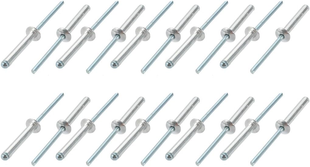 20 Pcs 4mm x 25mm Aluminum/Steel Open End Blind Rivets