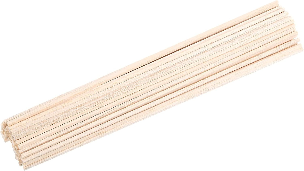 60Pcs 1/8'' x 4'' Square Wood Dowel Rods Wooden Dowel Rod Sticks Unfinished Hardwood Sticks Wood Strips for Woodworking, Crafting, Arts