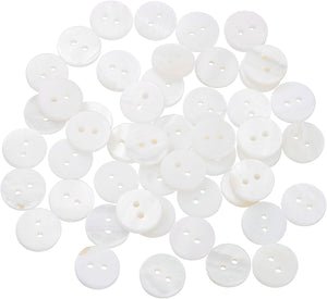 50 Pcs Natural Shell Buttons, 2 Hole Mother of Pearl Buttons 11.5mm Sewing Buttons Sewing Craft Buttons for Shirt Sewing DIY Crafts Decoration, White
