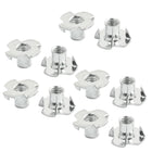 10Pcs Silver Tone T Nuts 4-Claw Nut for 6mm Diameter Screw