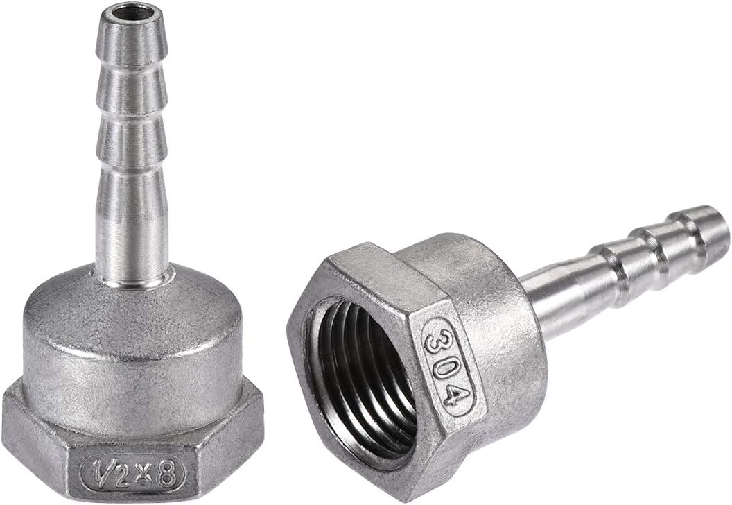 304 Stainless Steel Hose Barb Fitting Coupler, 8mm Barb x G1/2 Female Thread Pipe Adapter
