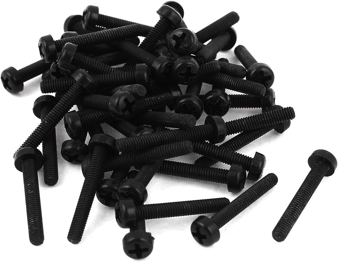 M3 x 20mm Plastic Phillips Pan Head Machine Screws Black 50 PCS