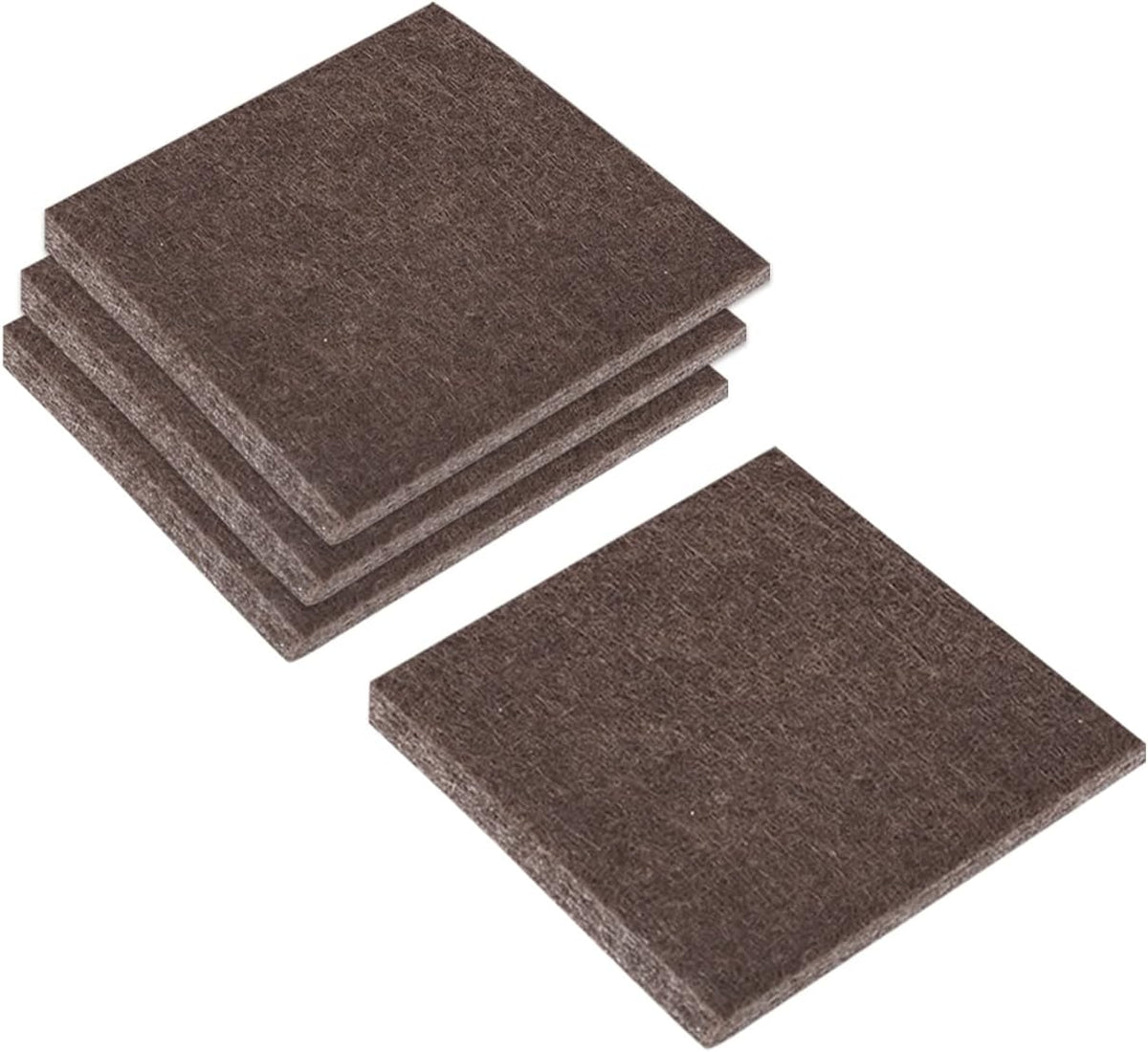 Fell Möbelauflagen, 3,5-Zoll x 3,5-Zoll selbstklebende schneidbare Anti-Rutsch Quadratbodenpolster für Möbelbeine Hartboden, Braun 48Stück