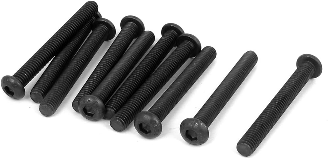 M6 x 50mm Alloy Steel Hex Socket Button Head Screws Black 10 PCS