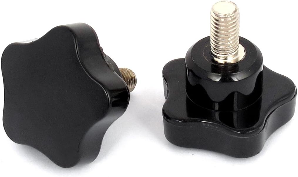 40mm Star Head M8x15mm Male Thread Screw on Clamping Knob Black 2pcs