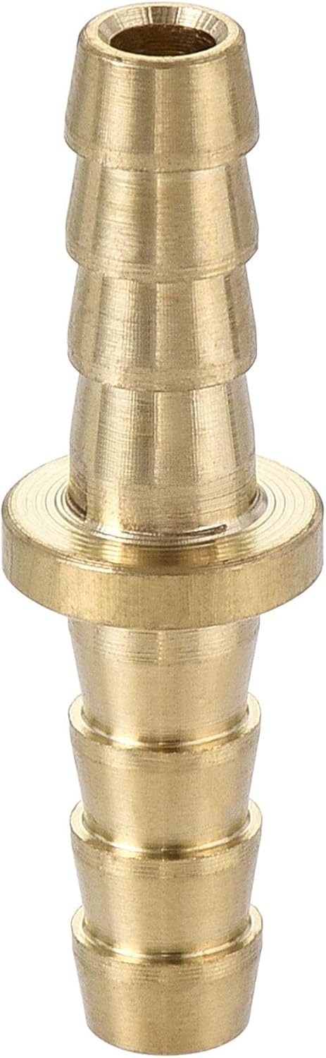 Hose Barb Fitting, 3/16 to 3/16 Inch Brass Hollow Straight Quick Connector for Water Fuel Air Oil Gas