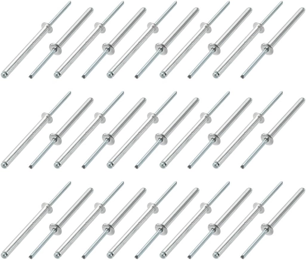 30 Pcs 5mm x 50mm Aluminum/Steel Open End Blind Rivets