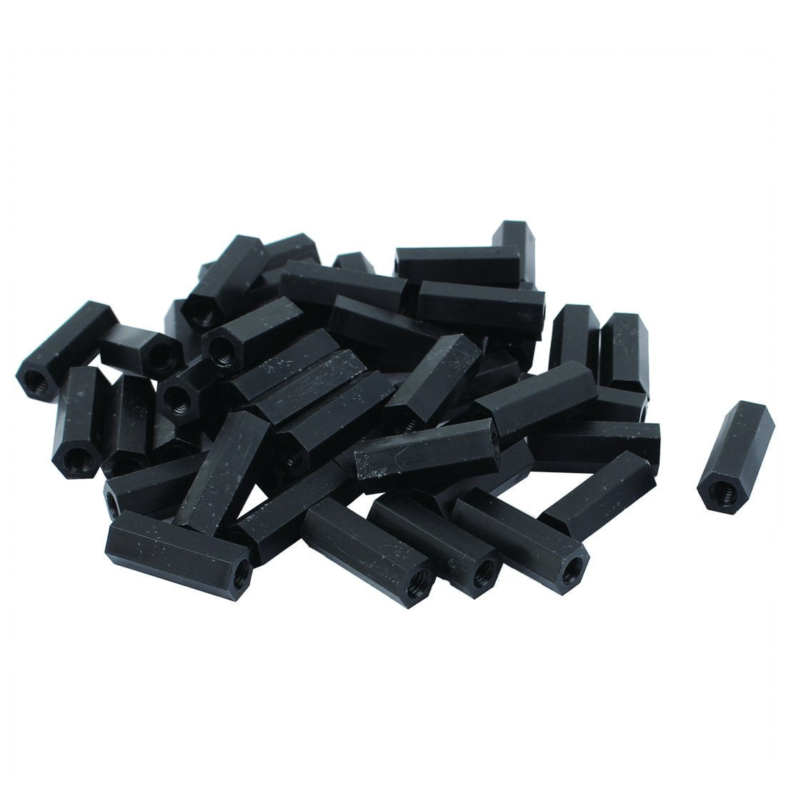 M4x20mm Nylon Hex Spacer Standoff Pillar Female Screw Nut Black 50Pcs