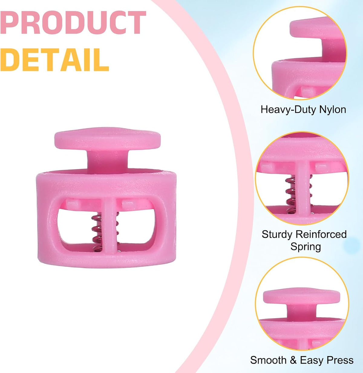 20 Pièces Verrous de Cordon à Double Trou avec Cordon Élastique de 32,8 ft, Arrêt de Pression à Écrou en Nylon de 14mm pour les lacets de baskets de sac à dos, Paracorde Pantalons, Rose Rouge