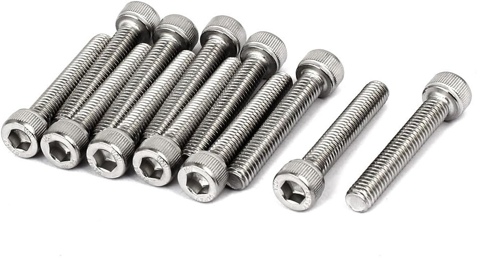 M6 x 35mm Thread 304 Stainless Steel Hex Socket Head Cap Screw Bolt DIN912 12pcs