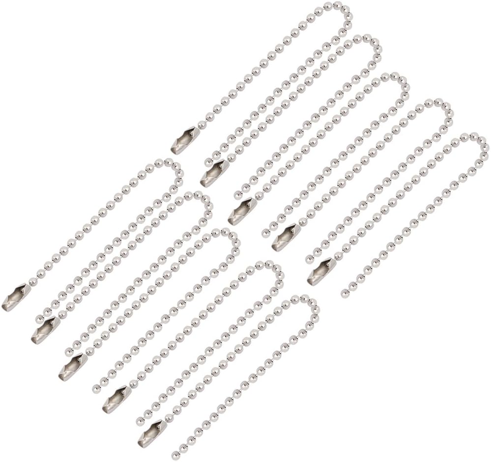 Stainless Steel Bead Ball Chain Keychain 2.4mm by 6 Inches 10pcs