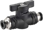 Pneumatic Ball Valve, Push to Connect Shut off Valve, 6mm Inner Diameter, for Air Flow Control, Plastic Zinc Alloy Black