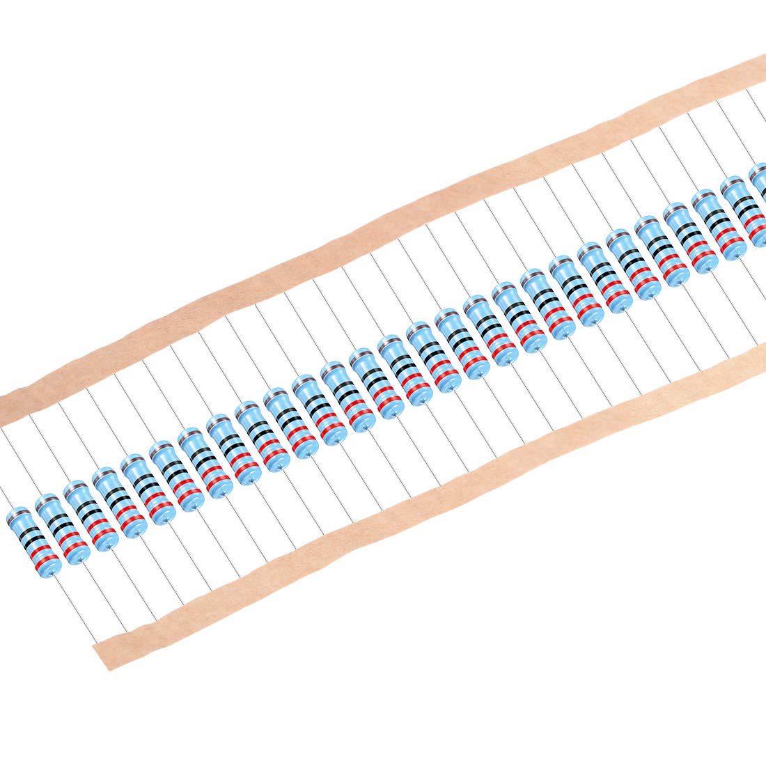 100Pcs 220 Ohm Resistor, 2W 1% Tolerance Metal Film Resistors, Lead, 5 Bands for DIY Electronic Projects and Experiments