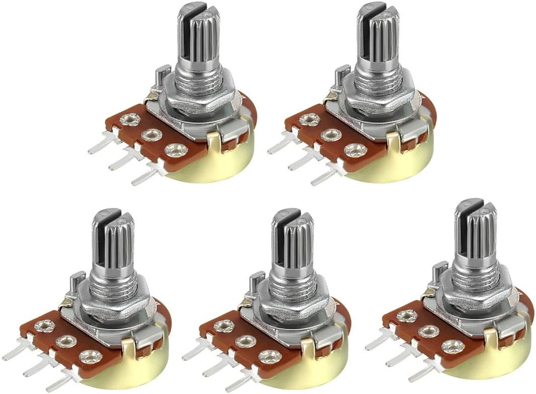 WH148 1K Ohm Variable Resistors Single Turn Rotary Carbon Film Taper Potentiometer 5pcs