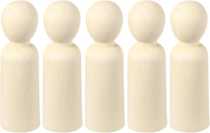 5 Pack Wood Peg, 5 Inch Boy-Shape Wooden Peg People, Unfinished Wooden Peg People Bodies Figures for DIY Art Craft Painting