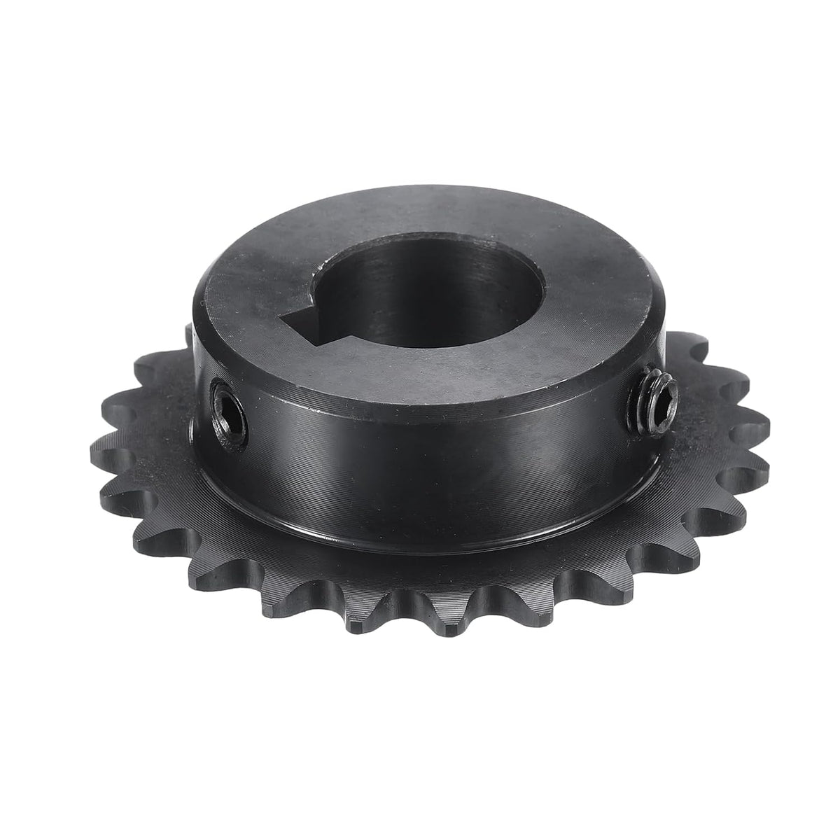 #35 Chain Roller Sprocket B Type, 1" Bore 24 Tooth Single Strand Chain Sprocket, Carbon Steel, Keyway with Set Screws