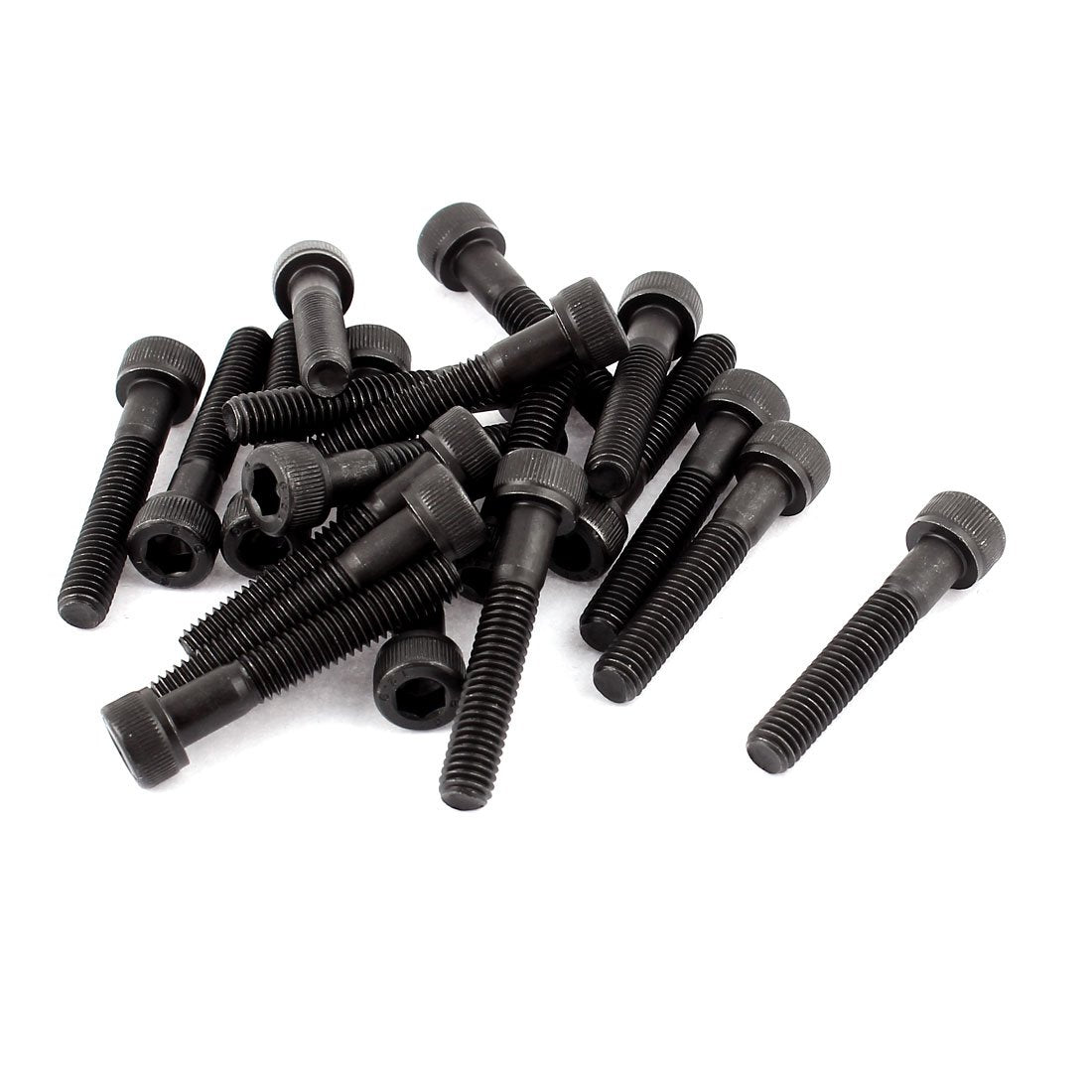 M6x35mm 12.9 Alloy Steel Screw Cap Point Hex Socket Screws Bolts Black 20Pcs