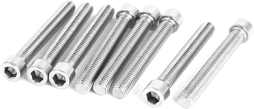 M8 x 60mm 68mm Length Stainless Steel Hex Socket Head Cap Screw Bolt 8pcs