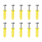 6 x 26mm Plastic Expansion Tube for Drywall with Screws, Yellow 75pcs