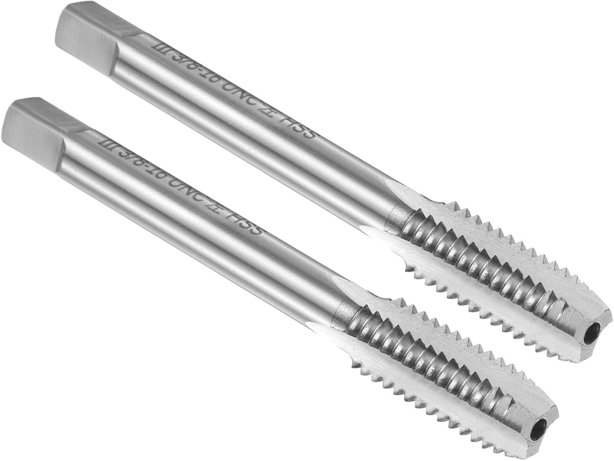 2pcs Hand Bottom Tap 3/8"-16 UNC 2B Left Hand Thread Bottoming Style Threading Taps High Speed Steel HSS6542 Straight Flutes Screw Tapping Tool