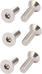 M6x20mm 316 Stainless Steel Flat Head Hex Socket Cap Screws Silver Tone 6pcs