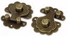 LinkMejor Wooden Case Chest Jewelry Box Metal Clasp Hasp Latch Bronze Tone 2 Set